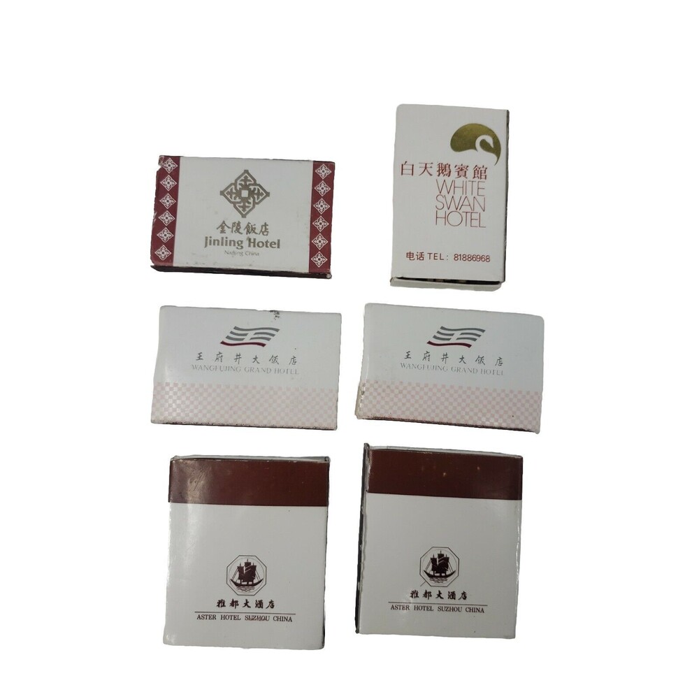 Matchboxes Chinese Hotels VTG White Swan Wangfujing Grand Astor Jinling Lot of 6